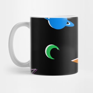 Planets Space Pattern in Blues and Greens Mug